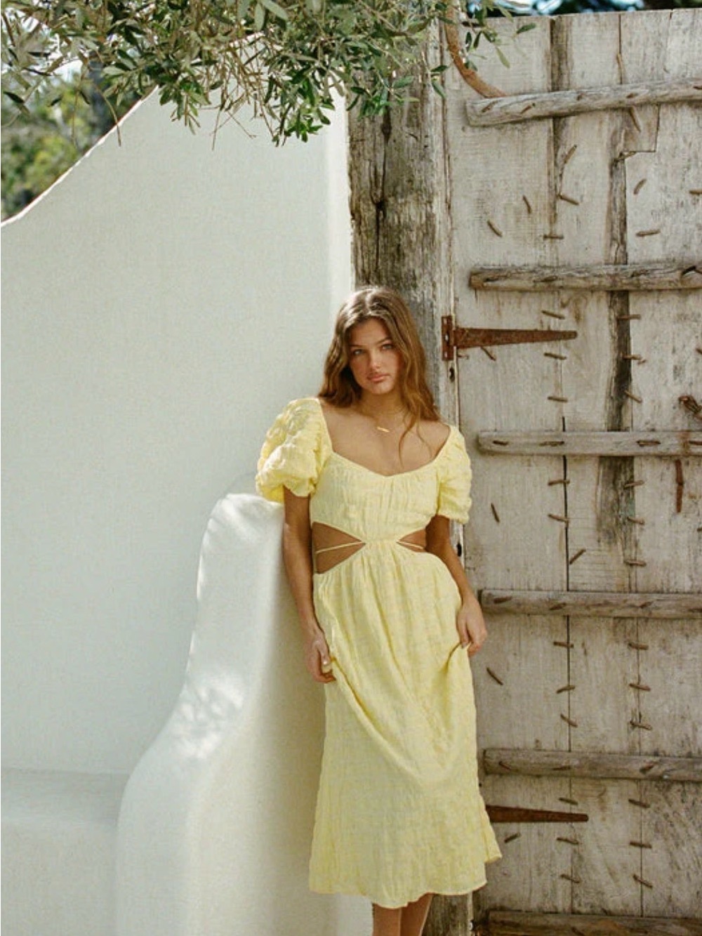 Sabo Nalani Midi Dress - Yellow Cutout Midi Dress